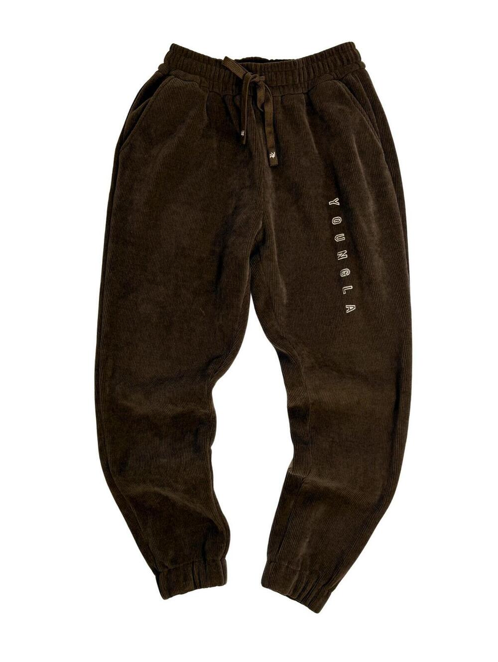 YoungLA Brown Corduroy Joggers Size Small Streetwear Sweatpants